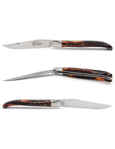 Laguiole pliant 13 cm, manche en molaire de mammouth orange 2