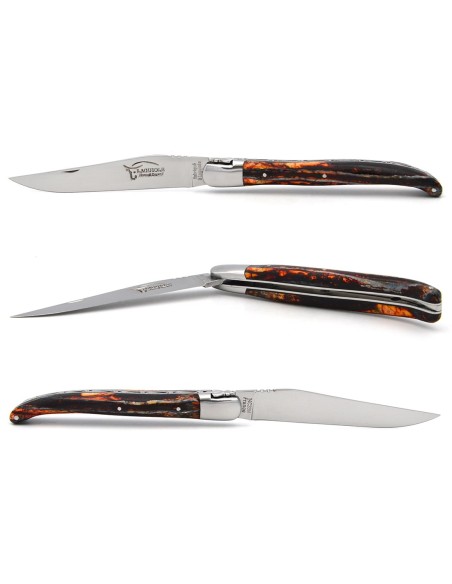 Laguiole Klappmesser 13 cm, Orange Griff aus Mammutmolar