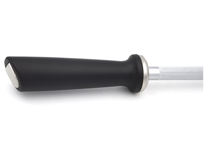 Abziehstahl mit 30 cm Rundbohrer, schwarzer Synthetikgriff