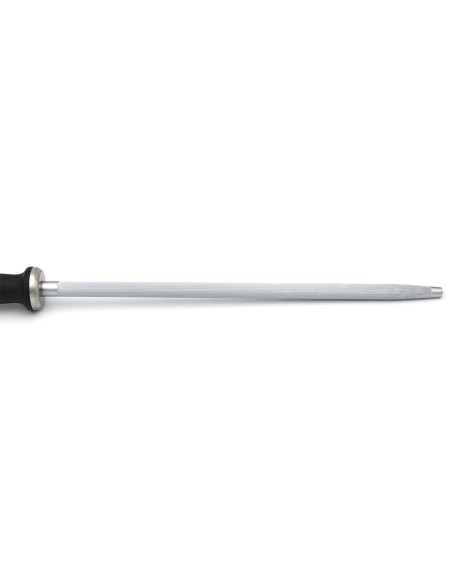 Honing steel with 30 cm round drill, black synthetic handle