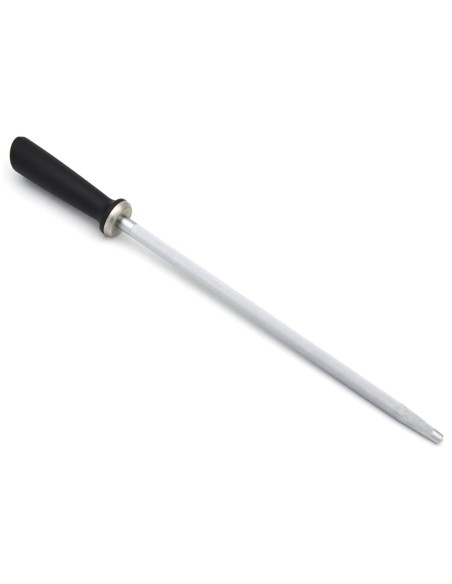Honing steel with 30 cm round drill, black synthetic handle