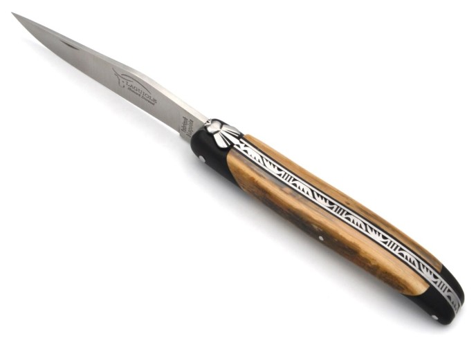 Laguiole Klappmesser, falsche Heftbacken aus Ebenholz, Mammutstoßzahn
