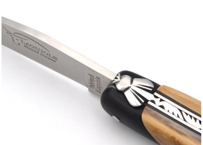 Laguiole pocket knife 12 cm, false ebony bolsters, mammoth tusk full handle