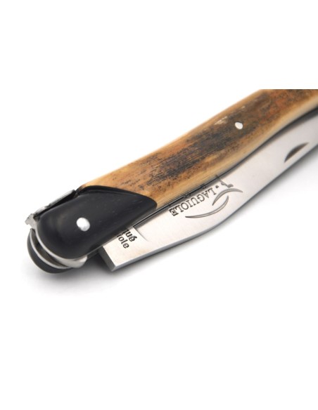 Laguiole pocket knife 12 cm, false ebony bolsters, mammoth tusk full handle