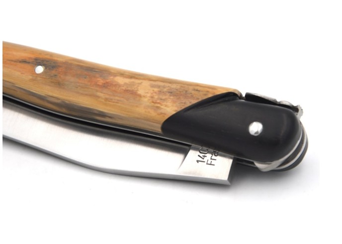 Laguiole Klappmesser, falsche Heftbacken aus Ebenholz, Mammutstoßzahn