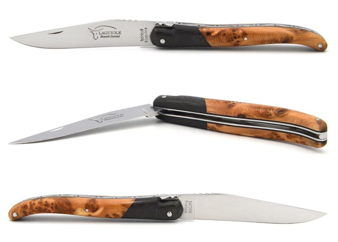 Laguiole 12 cm, fausse mitre en fibre de carbone, manche en genévrier