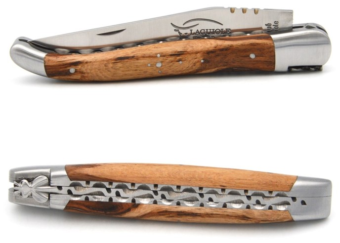 Laguiole 12cm, Doppelplatinen ziseliert, Heftbacken aus mattem Edelstahl, Weinrebe
