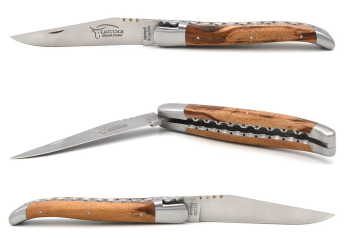 Laguiole pliant 12cm, lame seule, doubles platines ciselées