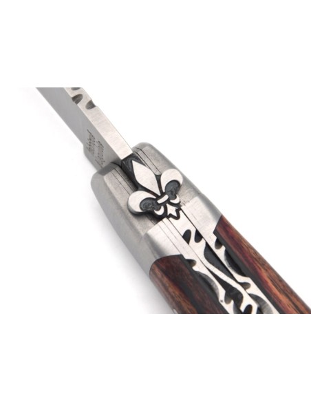 Laguiole en bois de violette, abeille fleur de lys, doubles platines