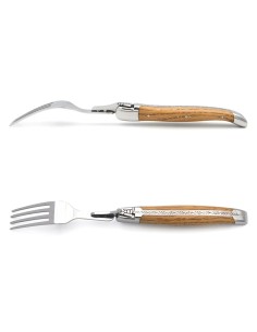 Laguiole forks,  wide barrel oak handles with shiny stainless steel bolsters 2