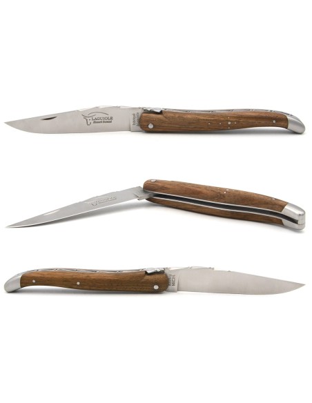Laguiole pliant abeille forgée, 12 cm, manche pointe de corne claire