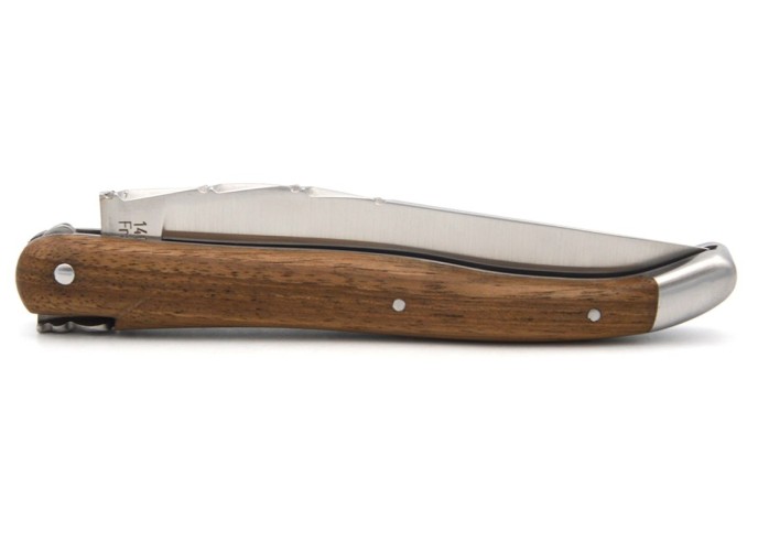 Laguiole Klappmesser, 12cm, Geschmiedete Biene, Heftbacken aus glänzendem Edelstahl, Griff aus Hornspitze