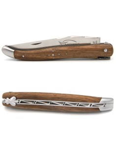 Laguiole Klappmesser, 12cm, Geschmiedete Biene, Heftbacken aus glänzendem Edelstahl, Griff aus Hornspitze
