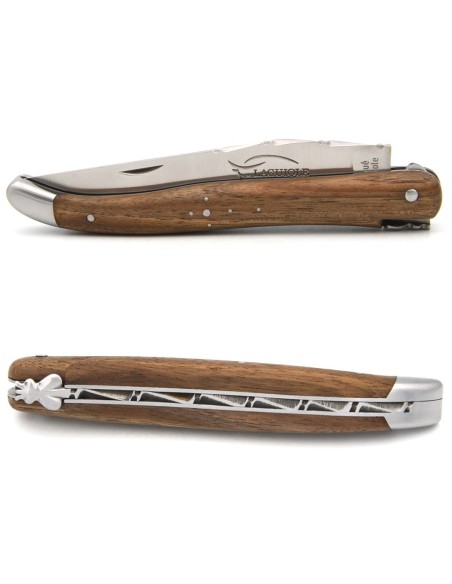 Laguiole pocket knife, 12 cm, forged bee, pale horn tip handle with shiny bolsters