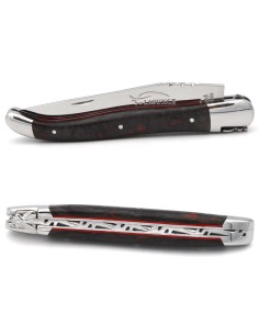 Laguiole pliant 12 cm,  fibre de carbone rouge avec intercalaire rouge