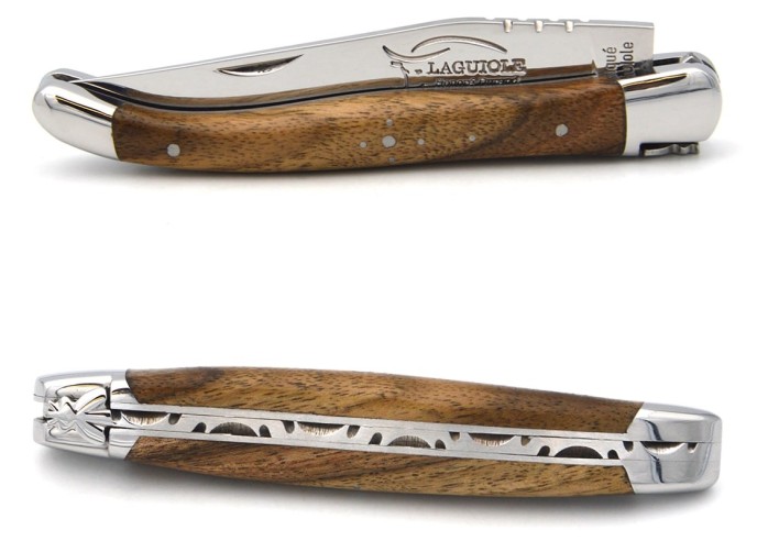 Laguiole pliant, 11cm, abeille forgée, manche en noyer