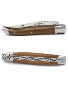 Laguiole 12 cm en noyer, abeille classique n°2, doubles platines