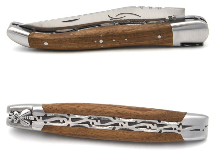 Laguiole knife classic forged bee n°2 , double plates, walnut handle
