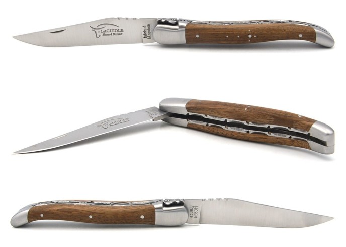 Laguiole 12 cm en noyer, abeille classique n°2, doubles platines