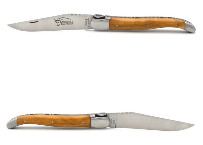 Laguiole Klappmesser, 12cm, Mond und Sterne, Griff aus Olivenholz