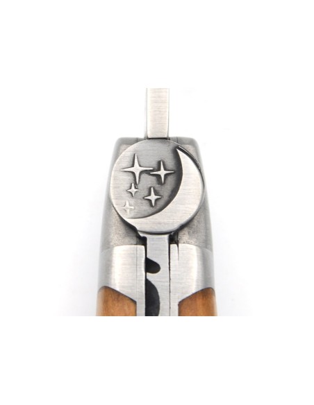 Laguiole pocket knife, 12 cm, moon and stars, olive wood handle