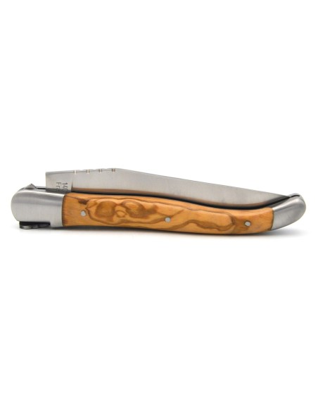 Laguiole pocket knife, 12 cm, skull N°3, olive wood handle