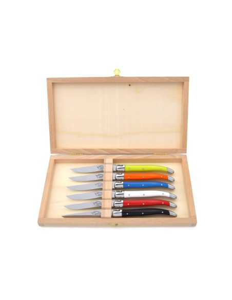 Laguiole dessert knives, mixed colors corian handle