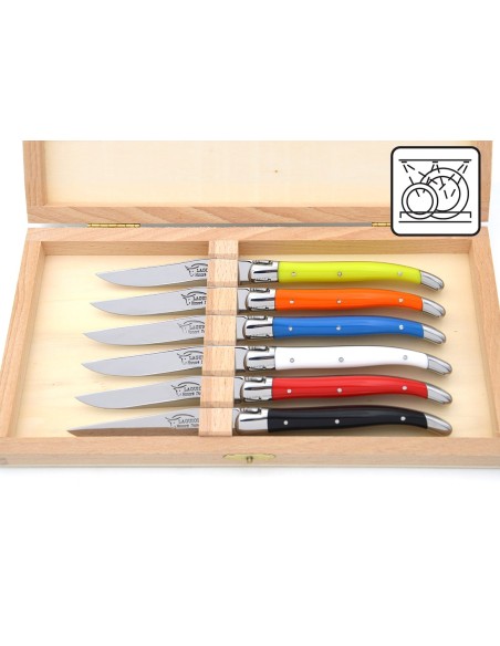 Laguiole dessert knives, mixed colors corian handle