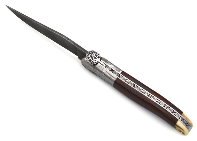 Laguiole knife 12 cm in meteorite, dinosaur bone and mammoth ivory