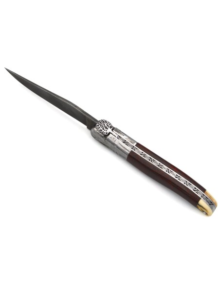 Laguiole knife 12 cm in meteorite, dinosaur bone and mammoth ivory