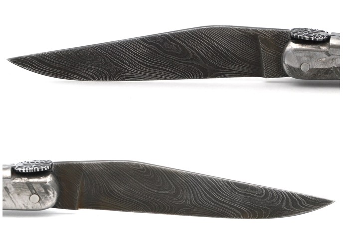 Laguiole knife 12 cm in meteorite, dinosaur bone and mammoth ivory