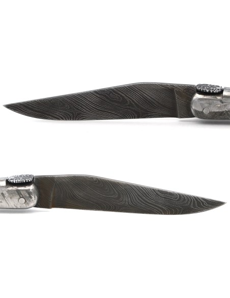 Laguiole knife 12 cm in meteorite, dinosaur bone and mammoth ivory
