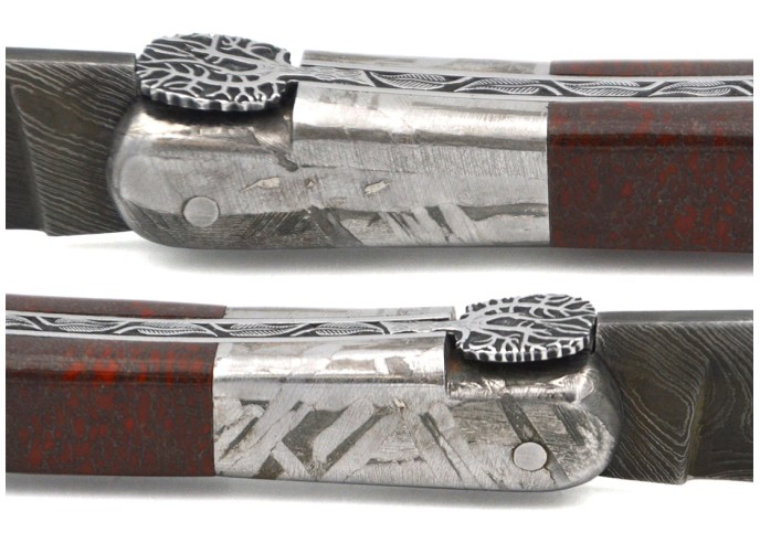 Laguiole knife 12 cm in meteorite, dinosaur bone and mammoth ivory