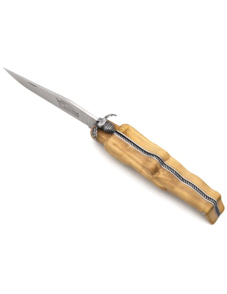 Laguiole pliant 12 cm, manche sculpté en buis, abeille mécanique