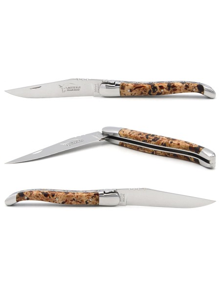 Laguiole 12cm, Griff aus rotem Lavastein, Geschmiedete Biene