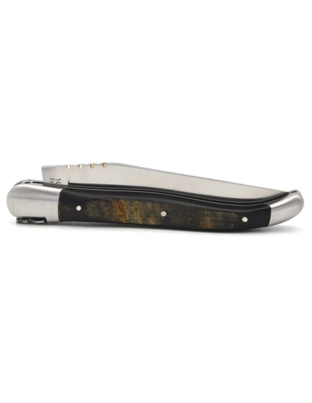 Laguiole pocket knife, 12 cm, forged bee, buffalo horn handle with matt bolsters