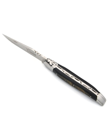 Laguiole pocket knife, 12 cm, forged bee, buffalo horn handle with matt bolsters