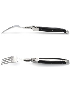 Laguiole forks with shiny stainless steel bolsters, black Corian handles 2