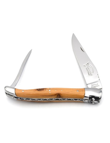 Laguiole 12cm, Lilie, Klinge und Dorn, Griff aus Wacholderholz