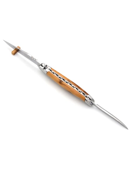 Laguiole 12cm, Lilie, Klinge und Dorn, Griff aus Wacholderholz