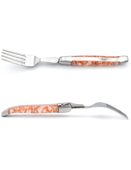 Coffret de fourchettes de table Laguiole, manche feuille de cuivre en inclusion