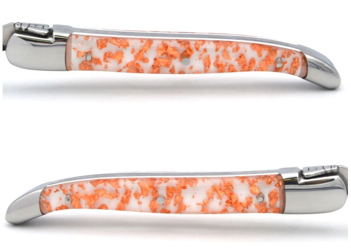 Laguiole forks, copper foil inclusion handle (white background)