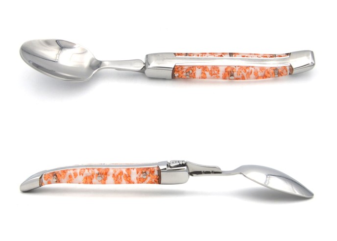 Laguiole tea spoons, copper foil inclusion handle (white background)