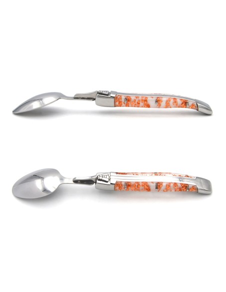 Laguiole tea spoons, copper foil inclusion handle (white background)