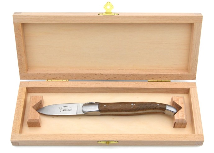 Couteau à huîtres de Laguiole, manche en noyer, finition inox mat