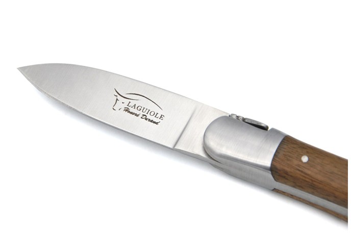 Couteau à huîtres de Laguiole, manche en noyer, finition inox mat