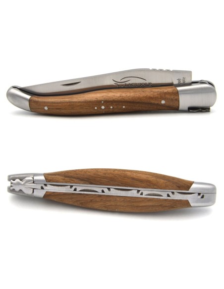 Laguiole pocket knife, 12 cm, forged bee, walnut wide handle