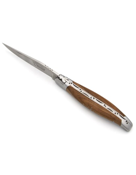 Laguiole pocket knife, 12 cm, forged bee, walnut wide handle