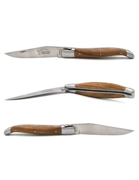 Laguiole pocket knife, 12 cm, forged bee, walnut wide handle