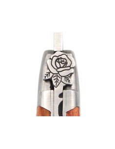 Laguiole Klappmesser, 12cm, Rosenmotiv, Griff aus Rosenholz